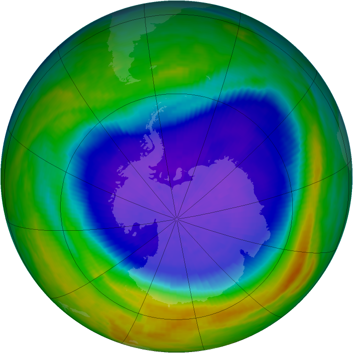 Antarctic ozone map for 29 September 1992